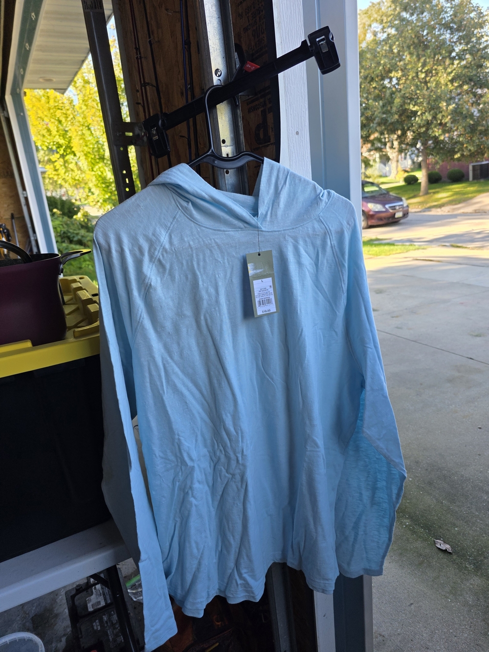 Goodfellow & Co Light Blue Hooded Long-Sleeve Shirt Jacket